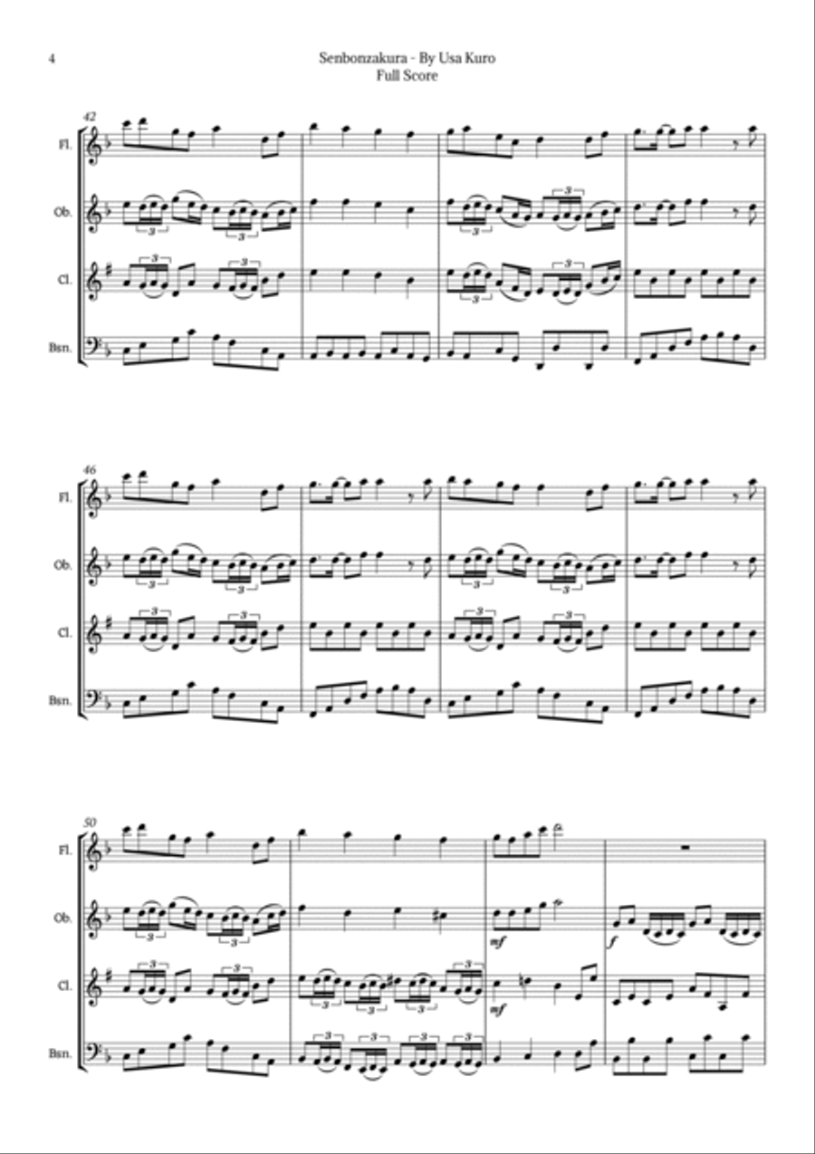 Senbonzakura Woodwind Quartet scores gallery preview page 4