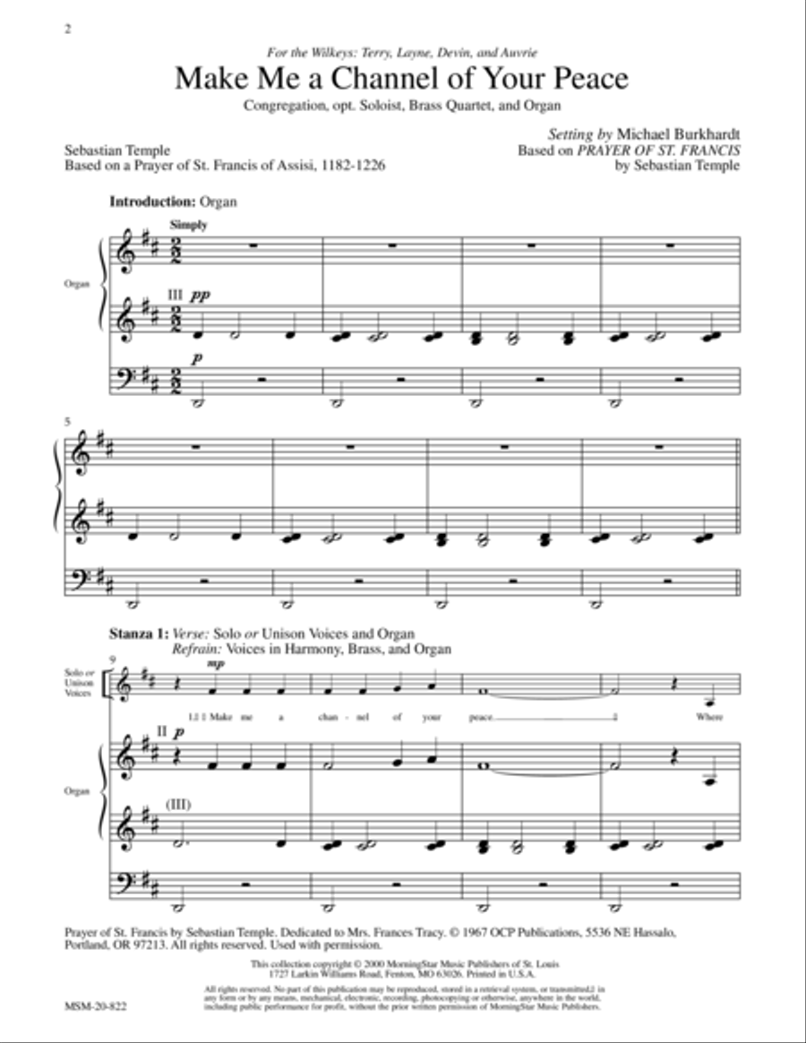 Make Me a Channel of Your Peace (Prayer of St. Francis) Choir scores gallery preview page 1