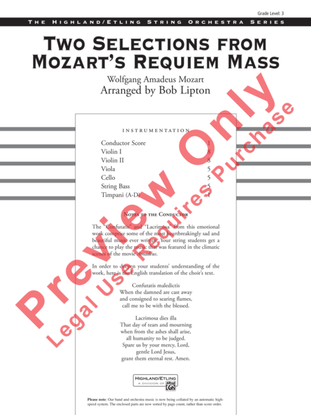 Two Selections from Mozart's Requiem Mass