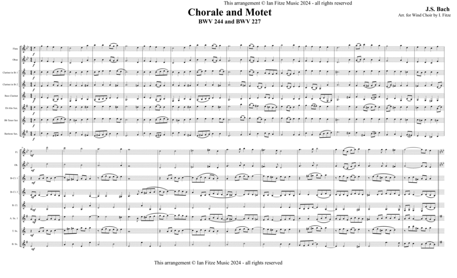Chorale and Motet BWV 244 and BWV 227 Woodwind Ensemble scores gallery preview page 1