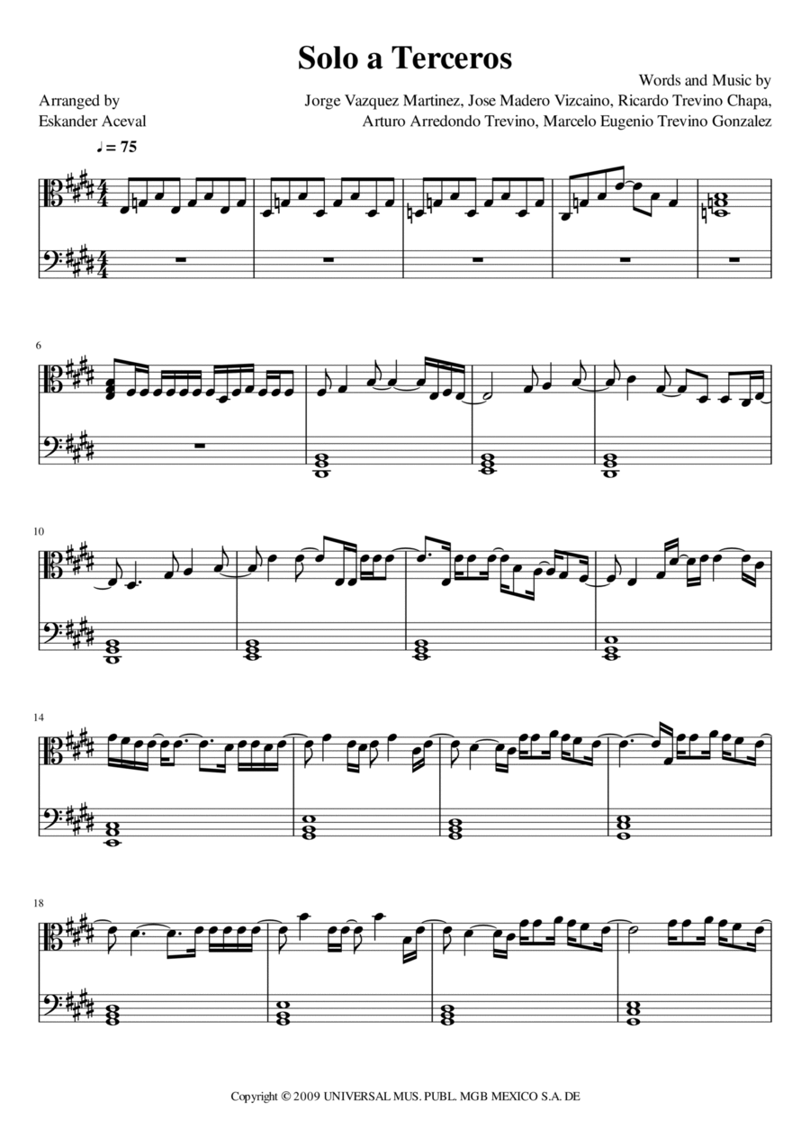 Solo A Terceros Piano Solo scores gallery preview page 1