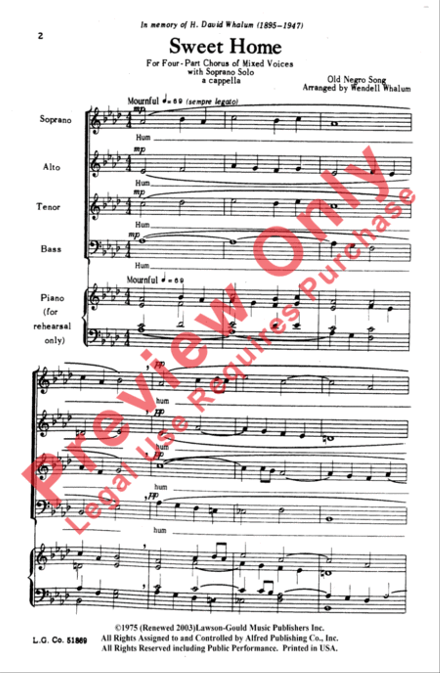 Sweet Home Sweet Home 4-Part scores gallery preview page 2