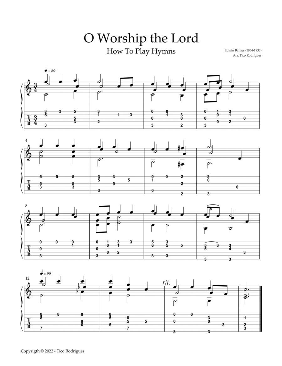 O Worship the Lord Acoustic Guitar scores gallery preview page 1