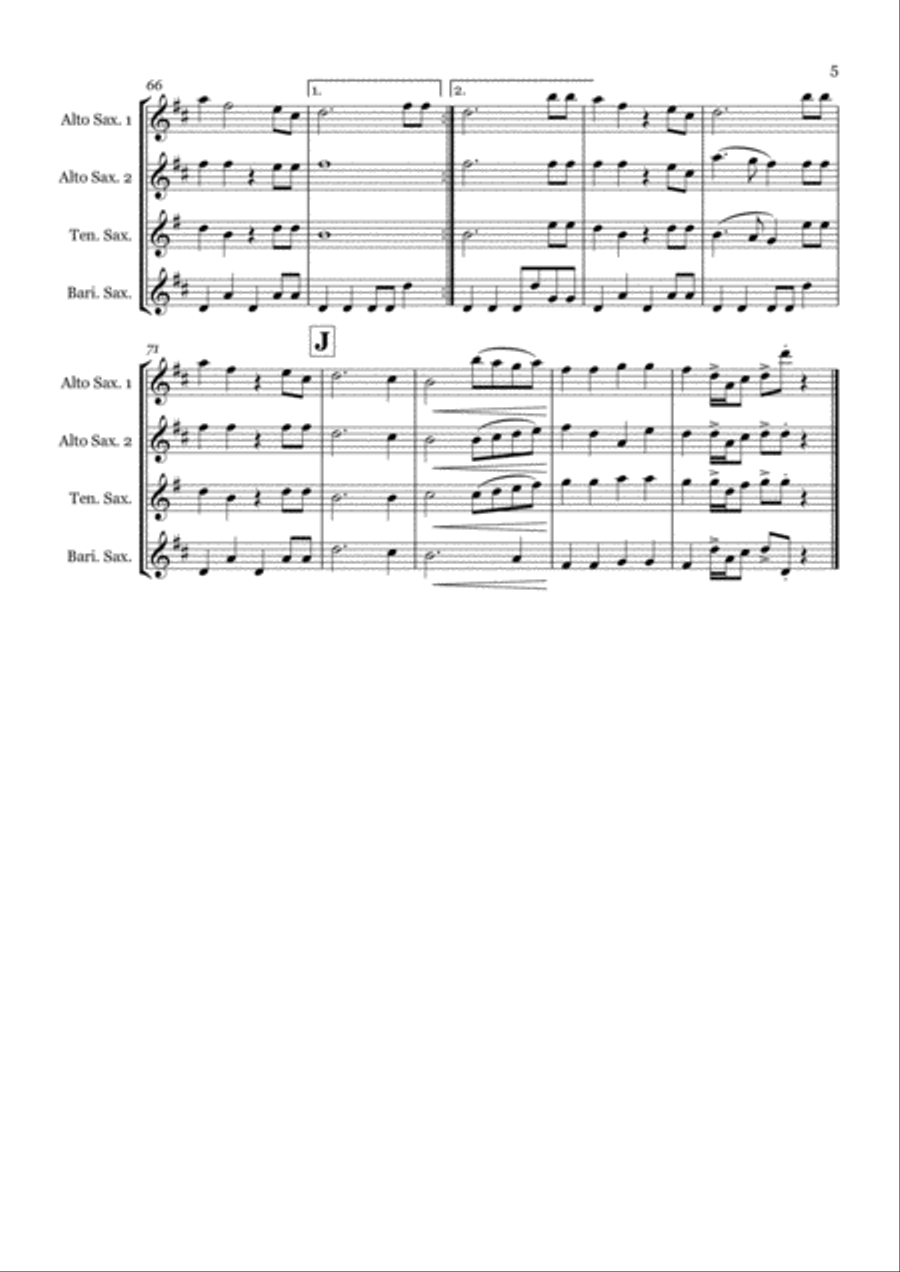 Merry Christmas Everyone Saxophone Quartet scores gallery preview page 5