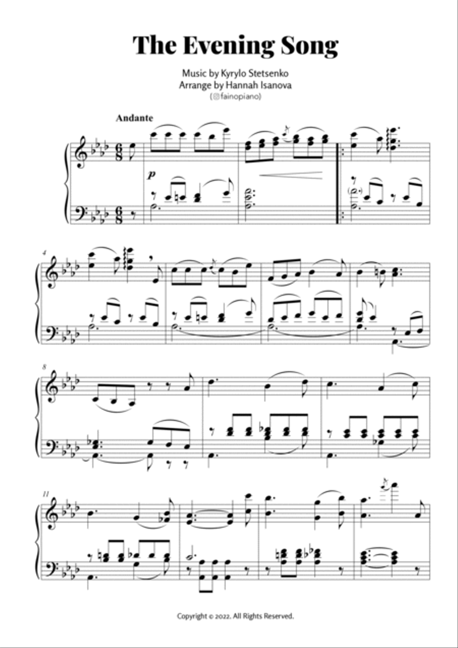 The Evening Song Piano Solo scores gallery preview page 2