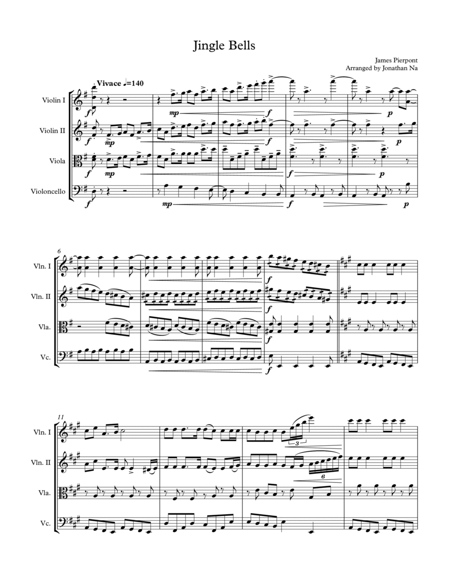 Jingle Bells - String Quartet String Quartet scores gallery preview page 1