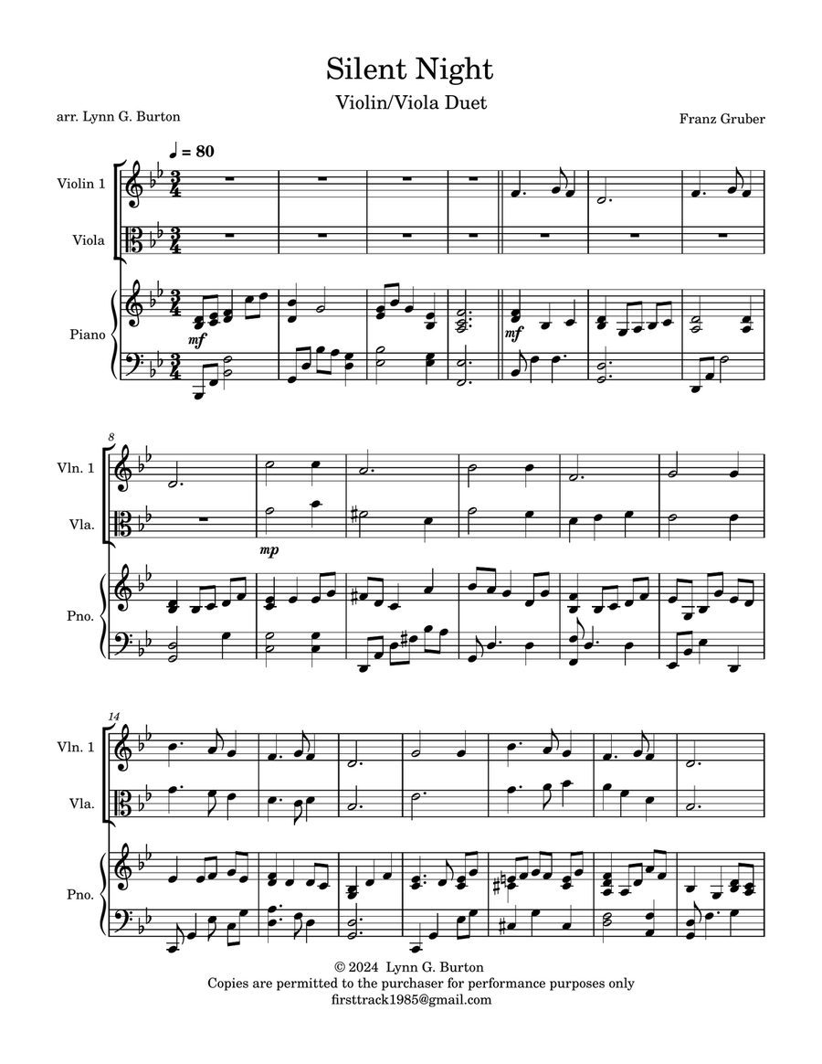 Silent Night Silent Night Viola scores gallery preview page 1