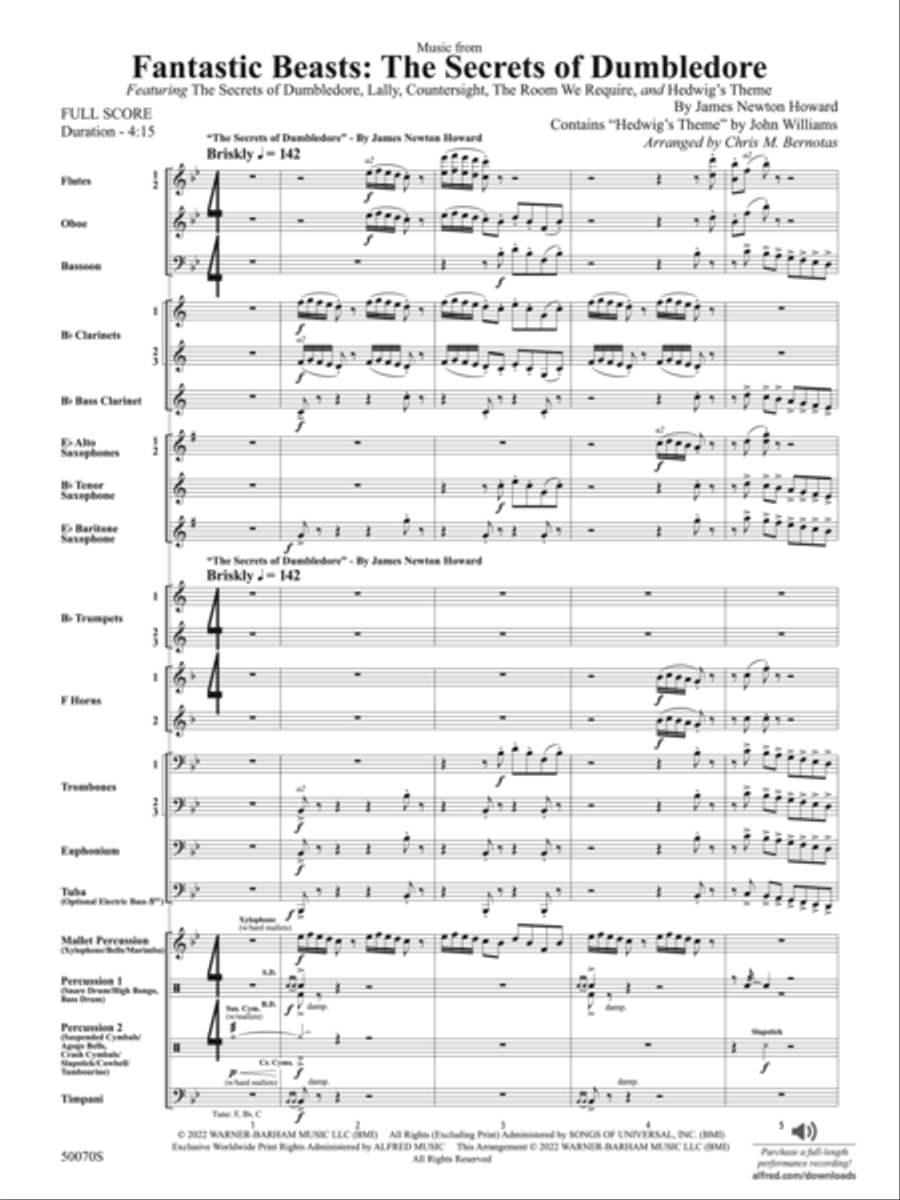 Fantastic Beasts: The Secrets of Dumbledore: Score Concert Band scores gallery preview page 3