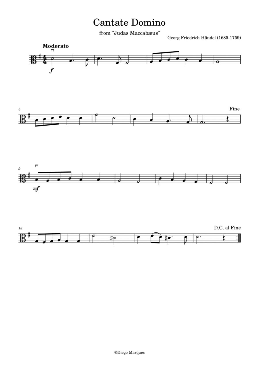 Cantate Domino in G Viola Solo scores gallery preview page 1