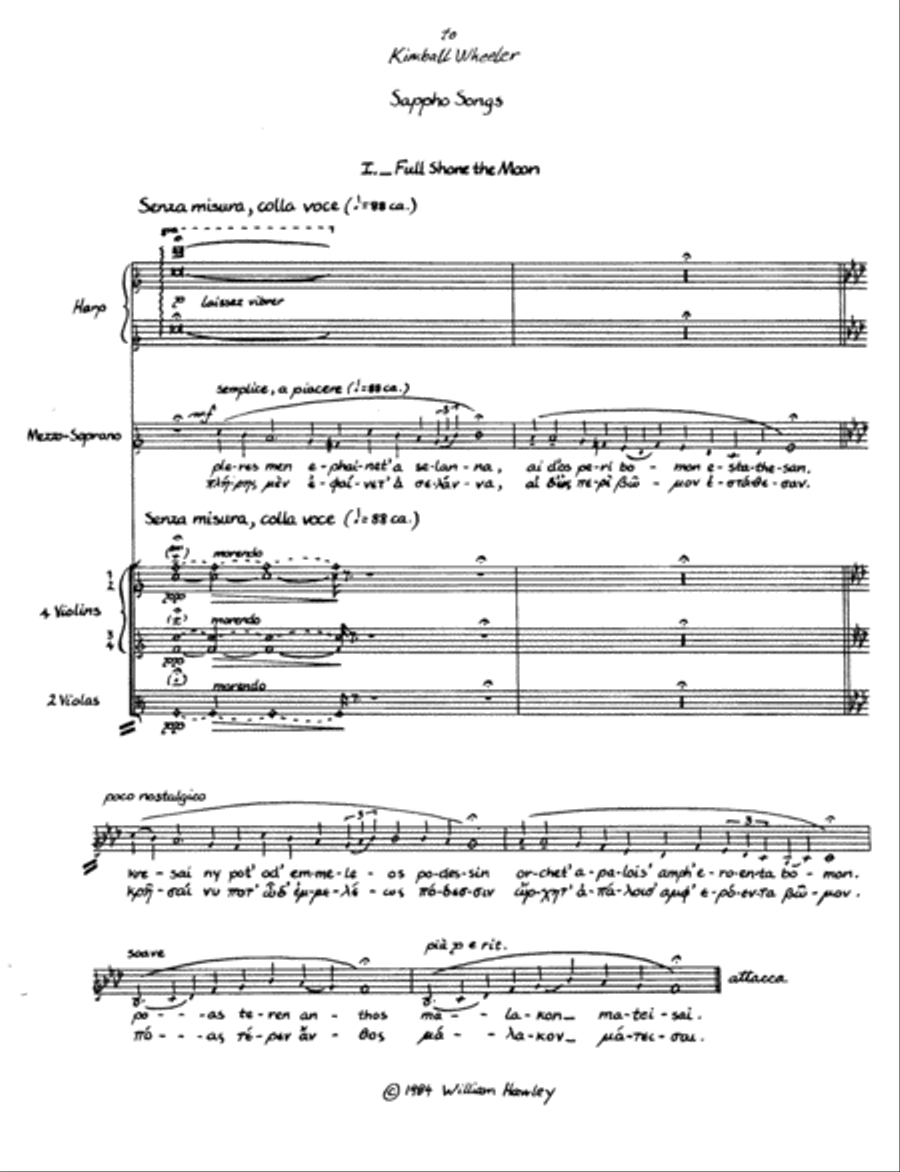 Sappho Songs (Mezzo-Soprano and Orchestra) Full Orchestra scores gallery preview page 4