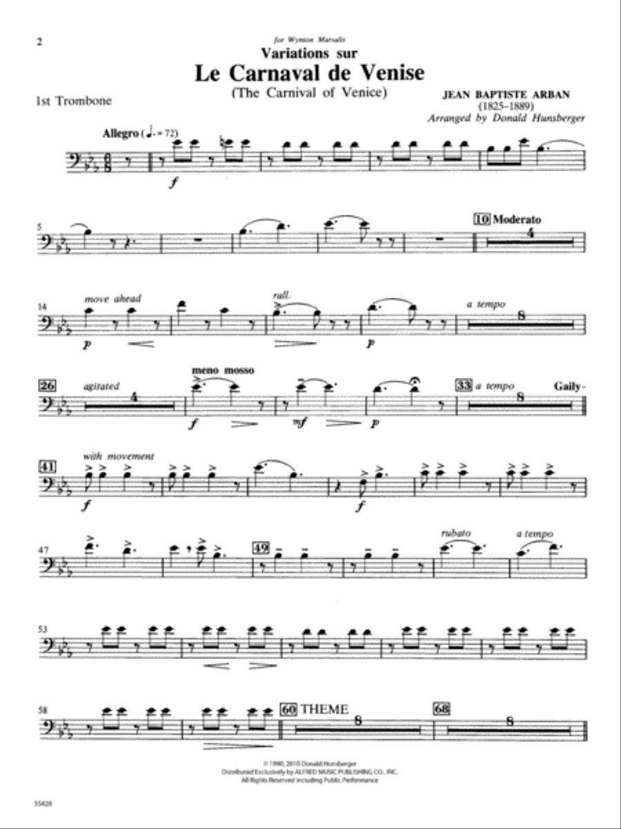 Le Carnaval de Venise: 1st Trombone Concert Band scores gallery preview page 1