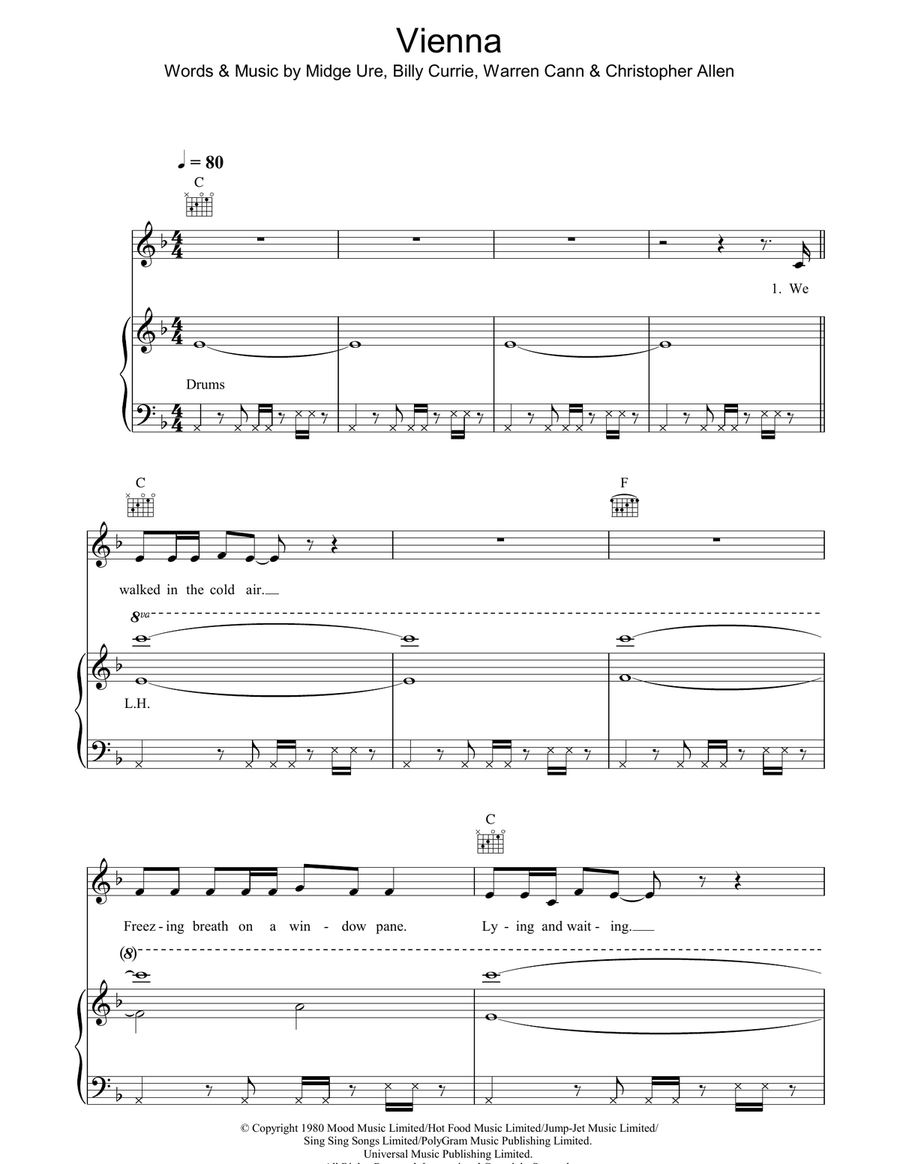 Vienna Piano, Vocal, Guitar scores gallery preview page 1