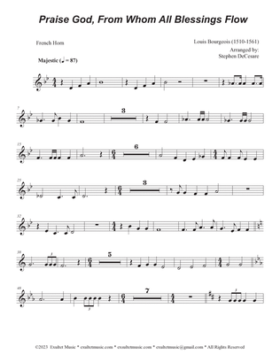 Praise God, From Whom All Blessings Flow (Accompaniment Package) (Brass Quartet) (Key of Eb)