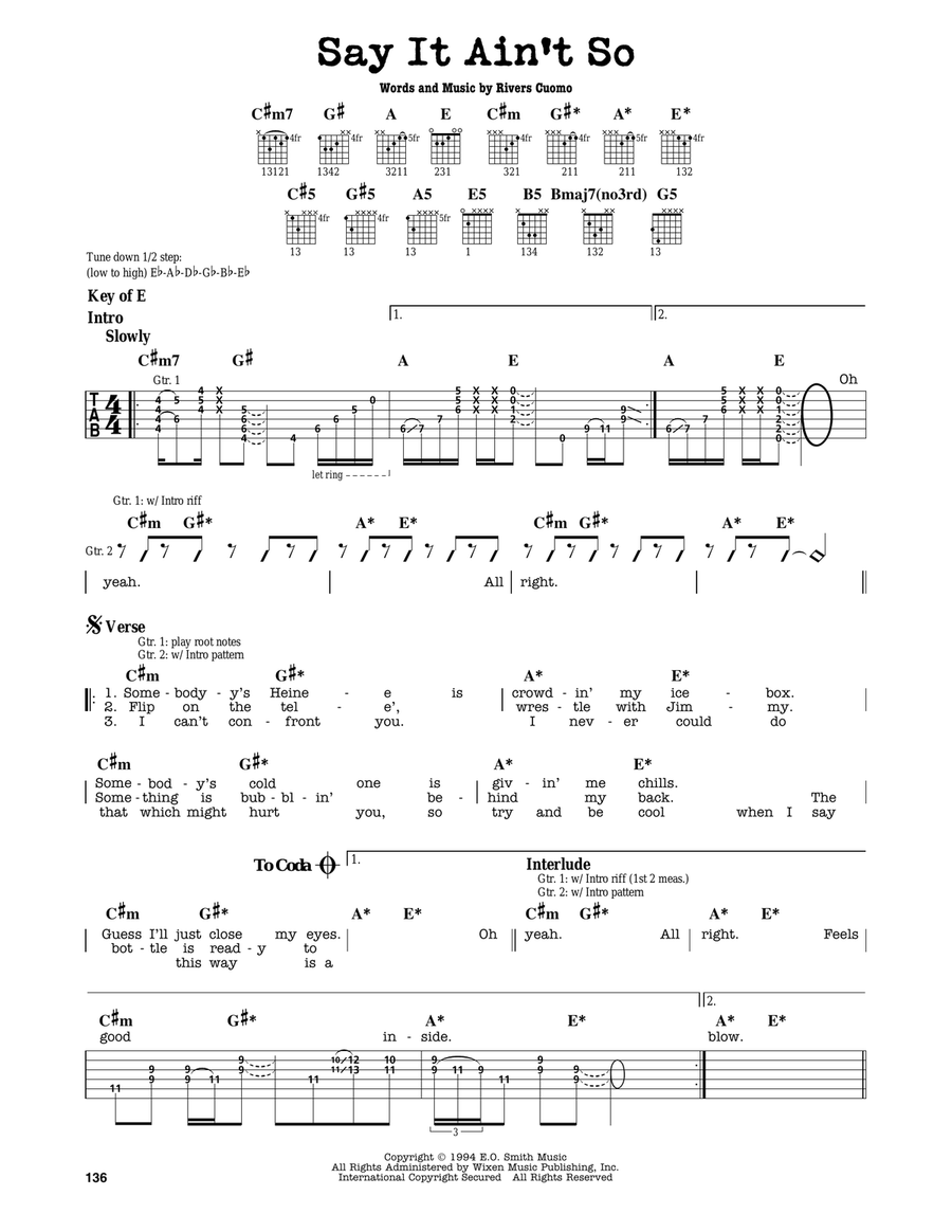 Say It Ain't So Electric Guitar scores gallery preview page 1
