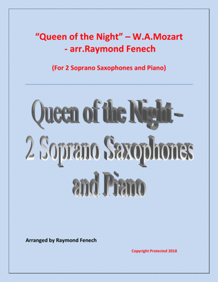 Queen of the Night - From the Magic Flute - 2 Soprano Saxophones and Piano
