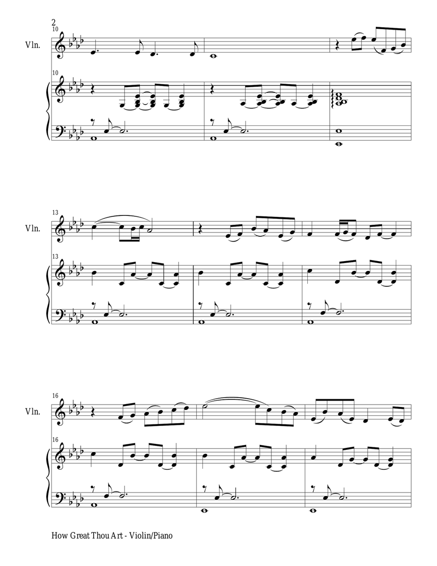 HOW GREAT THOU ART (For Violin and Piano with Score\Part) Violin Solo scores gallery preview page 3