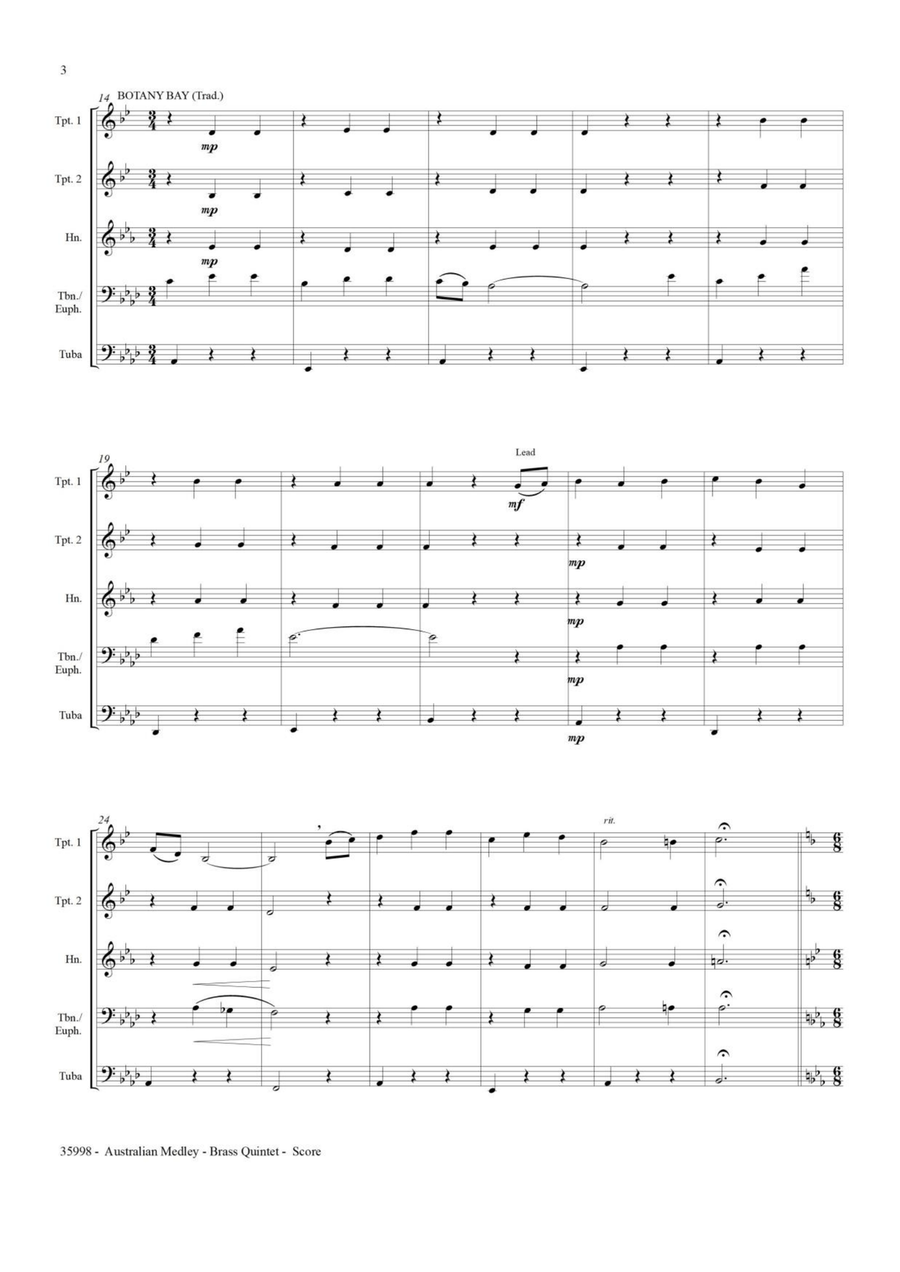 AN AUSTRALIAN MEDLEY - BRASS QUINTET Brass Quintet scores gallery preview page 3