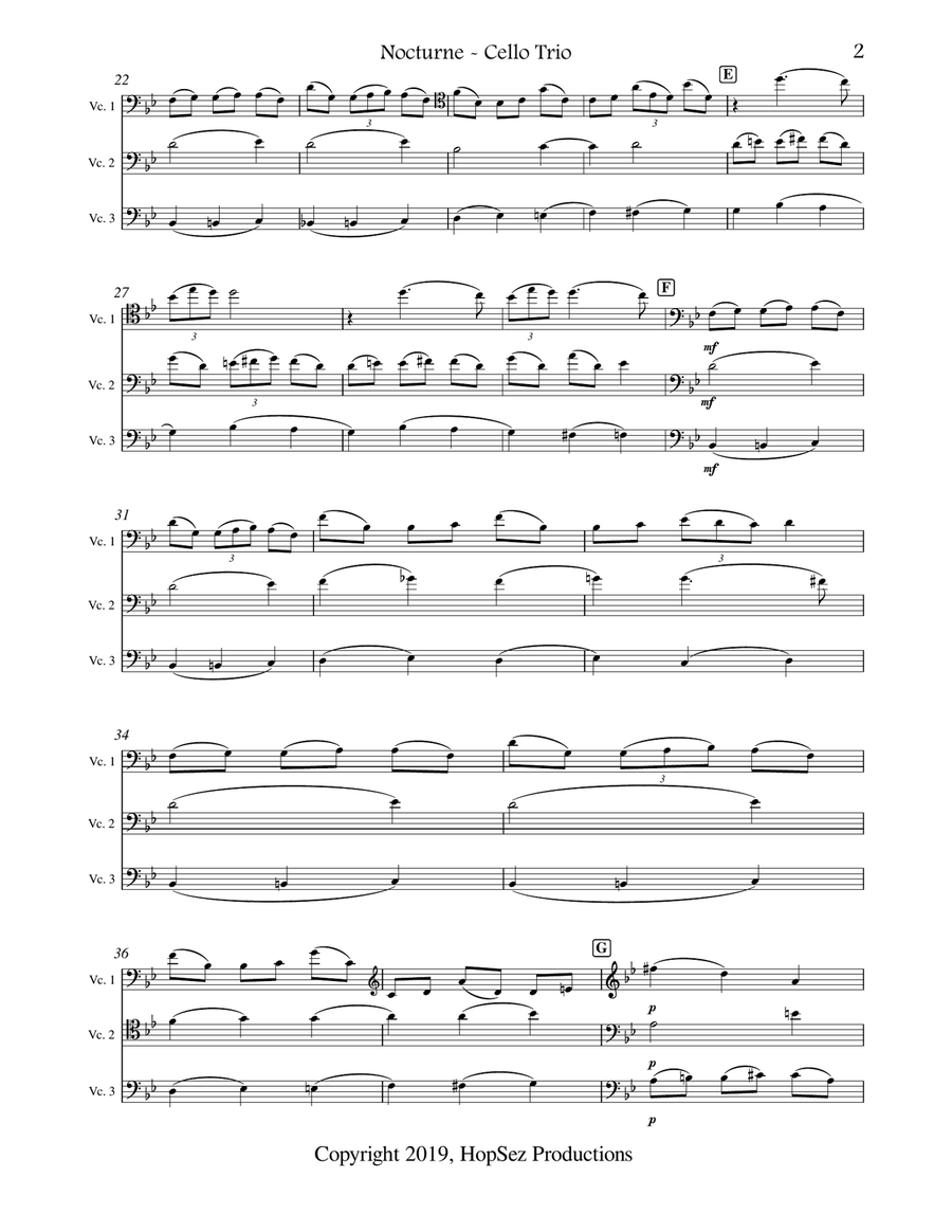 Tchaikovsky Nocturne - Cello Trio Cello scores gallery preview page 2
