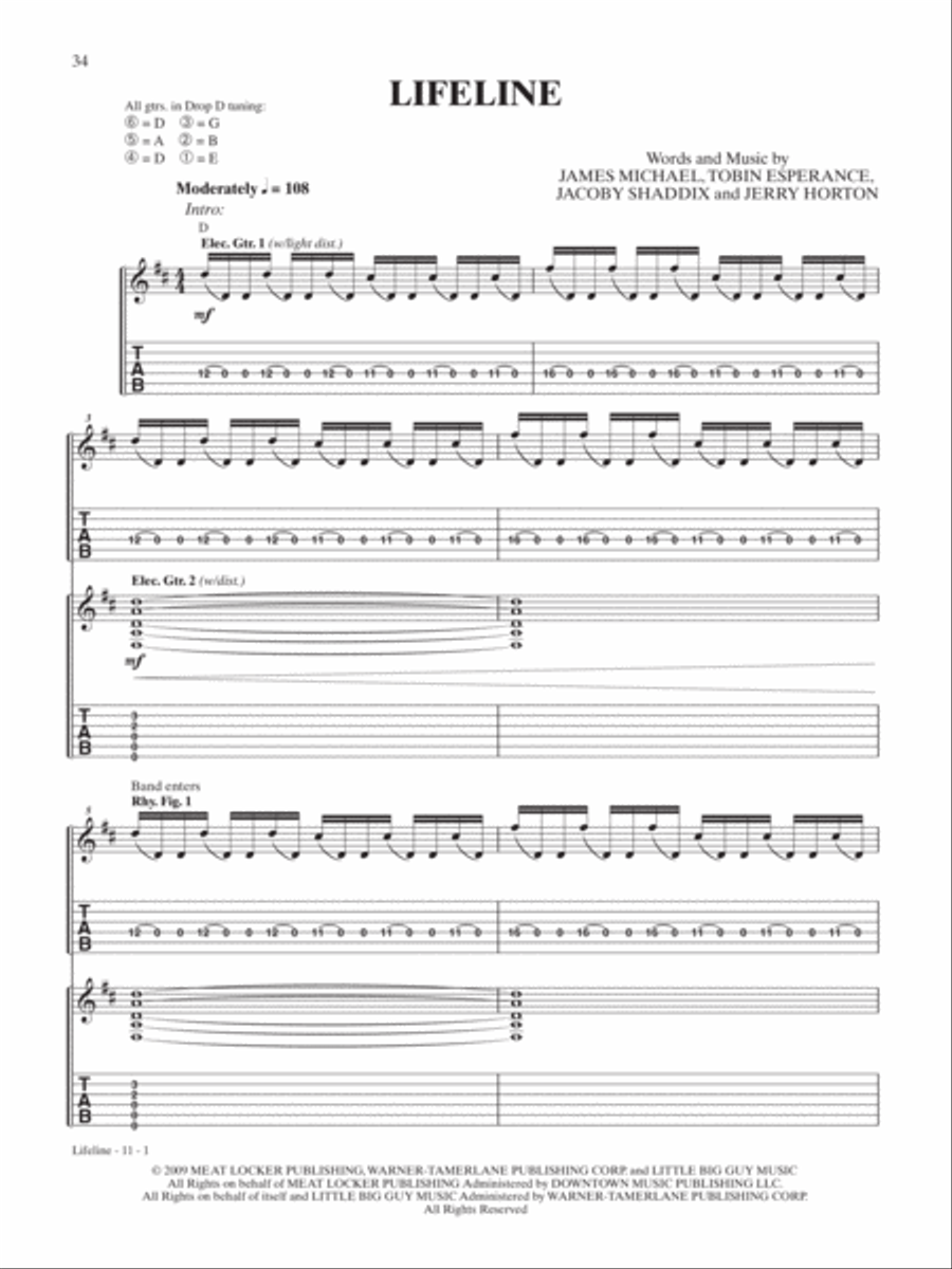 Lifeline Guitar Tablature scores gallery preview page 1