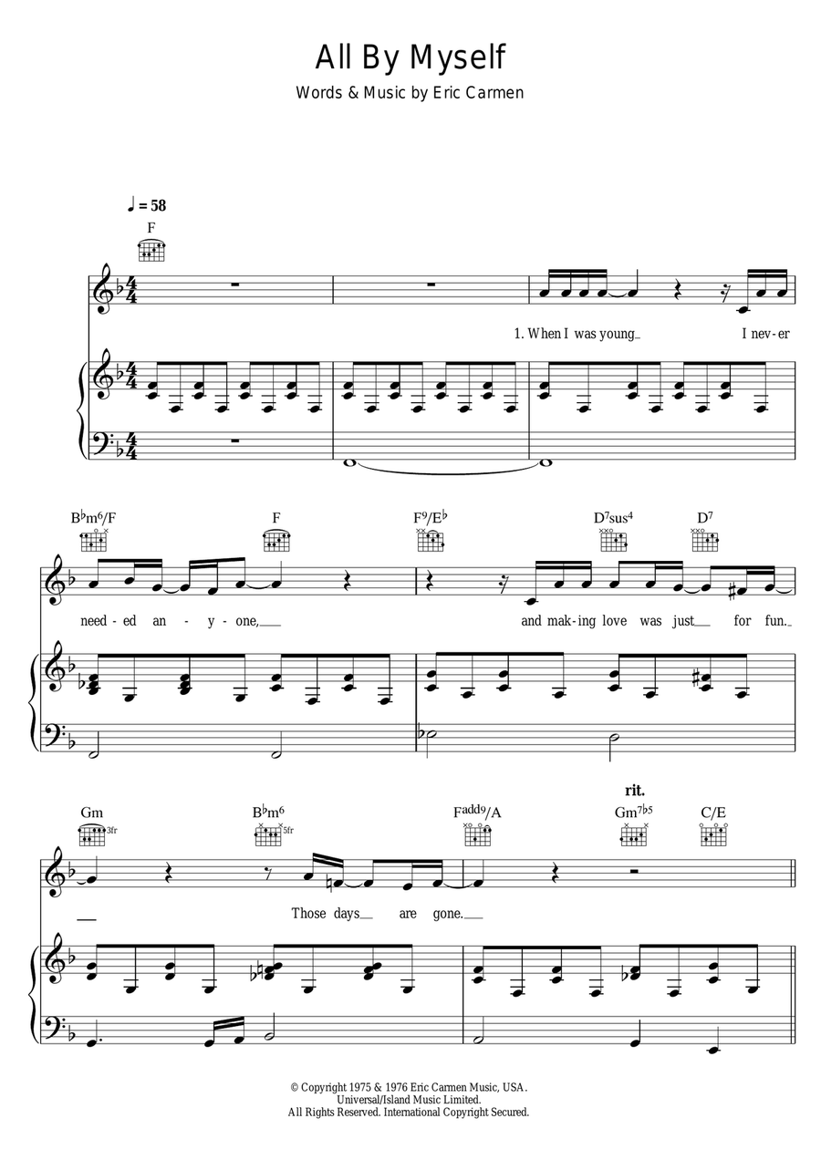 All by myself piano hotsell
