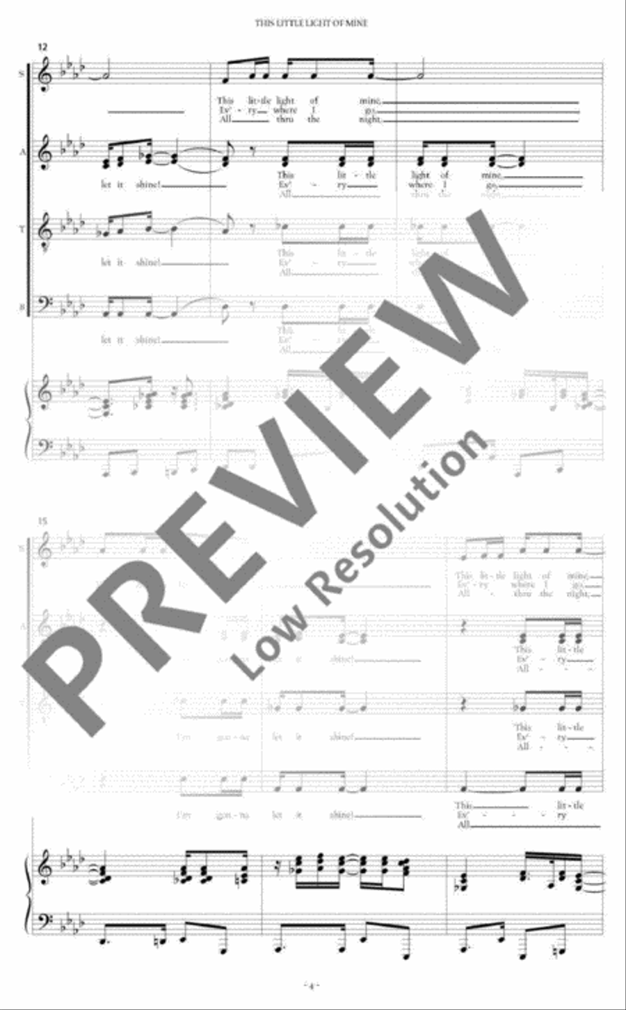 This Little Light of Mine 4-Part scores gallery preview page 3