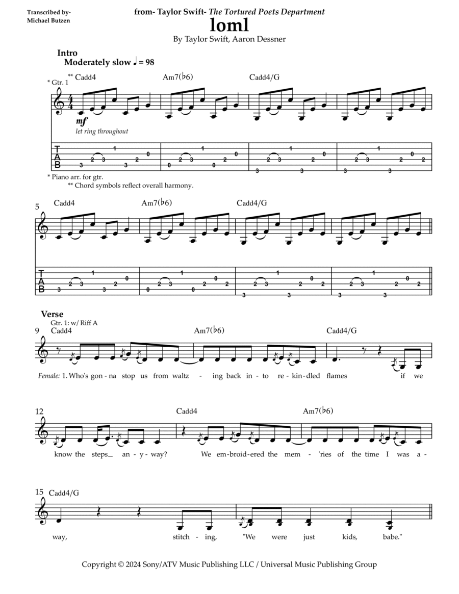 Loml Electric Guitar scores gallery preview page 1