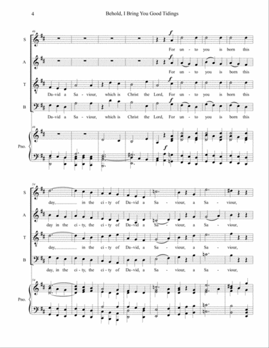 Behold, I Bring You Good Tidings 4-Part scores gallery preview page 4
