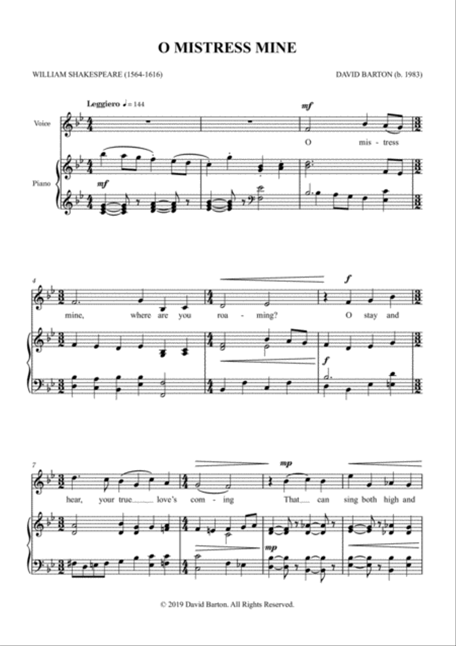 O Mistress Mine Voice scores gallery preview page 3