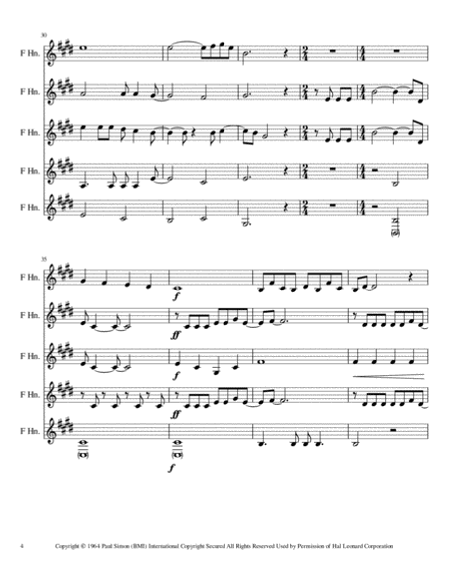 The Sound Of Silence The Sound Of Silence Horn Solo scores gallery preview page 4
