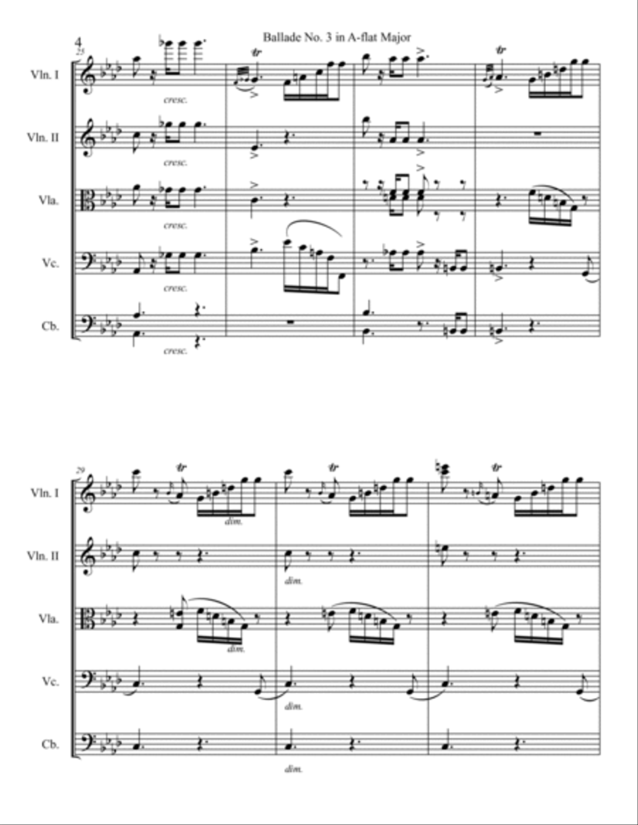 Ballade No. 3 in A-Flat Major String Orchestra scores gallery preview page 4