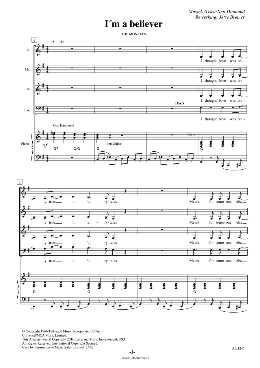 I'm A Believer Choir scores gallery preview page 1