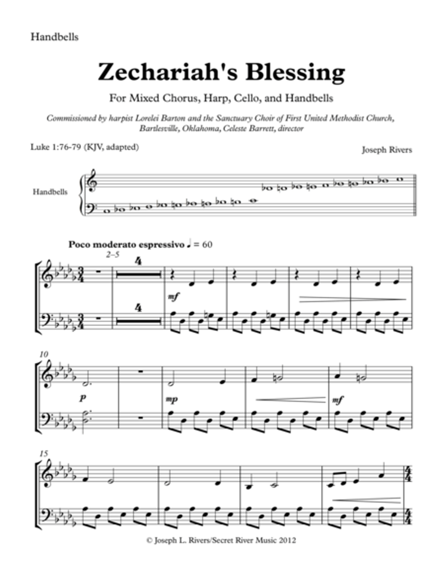 Zechariah's Blessing Handbell Parts Handbell Choir scores gallery preview page 1