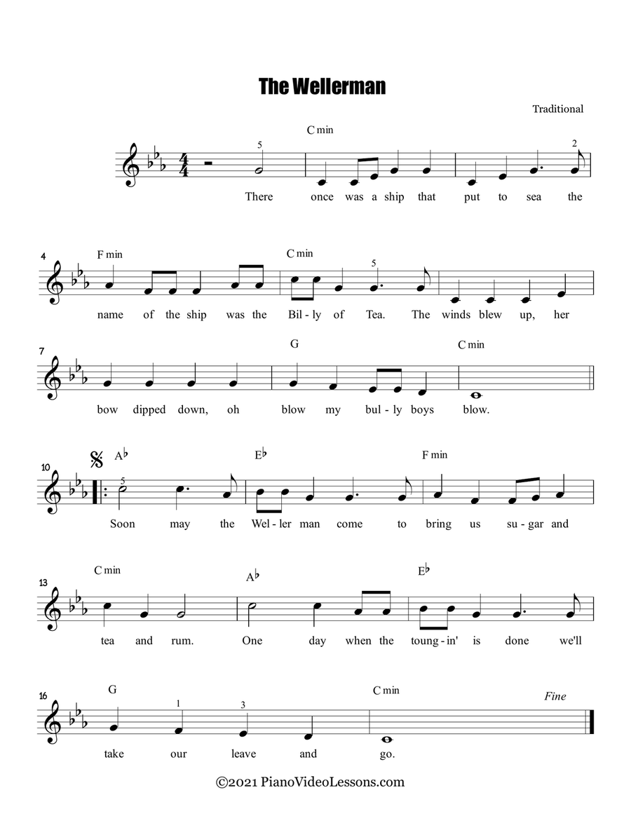The Wellerman - A Sea Shanty - Lead Sheet, Original Key Small Ensemble scores gallery preview page 1