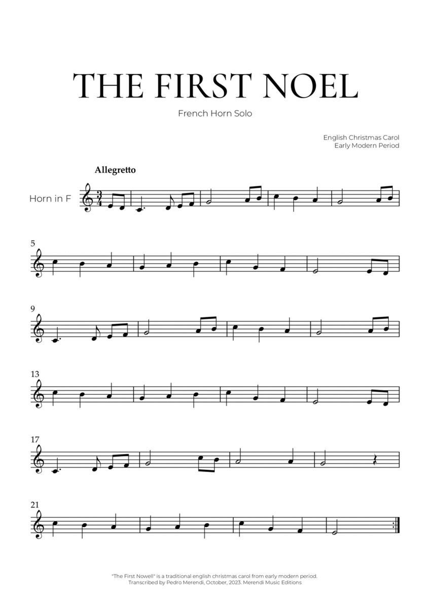 The First Noel (French Horn Solo) - Christmas Carol image number null
