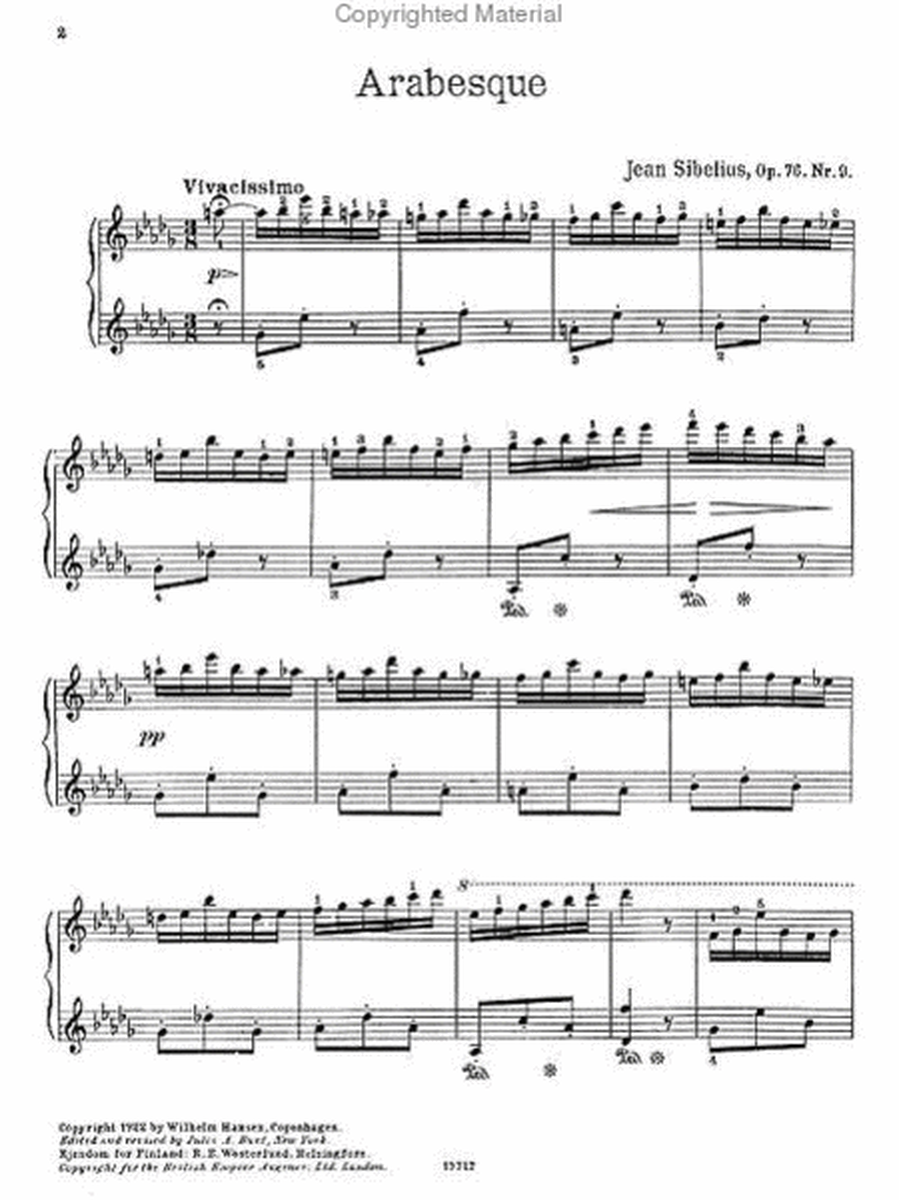 Jean Sibelius: 13 Pieces Op.76 No.9 'Arabesque'