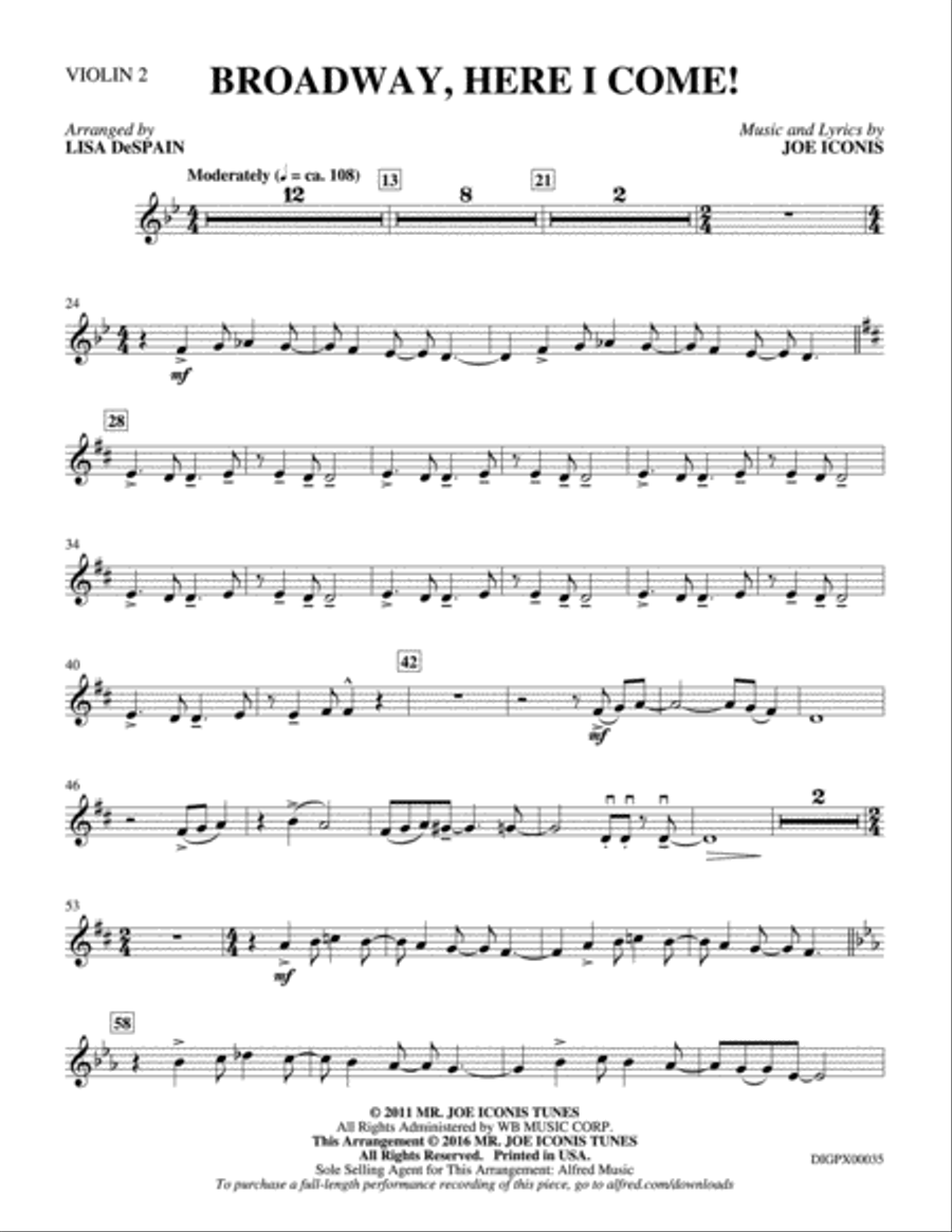 Broadway, Here I Come!: 2nd Violin Part scores gallery preview page 1