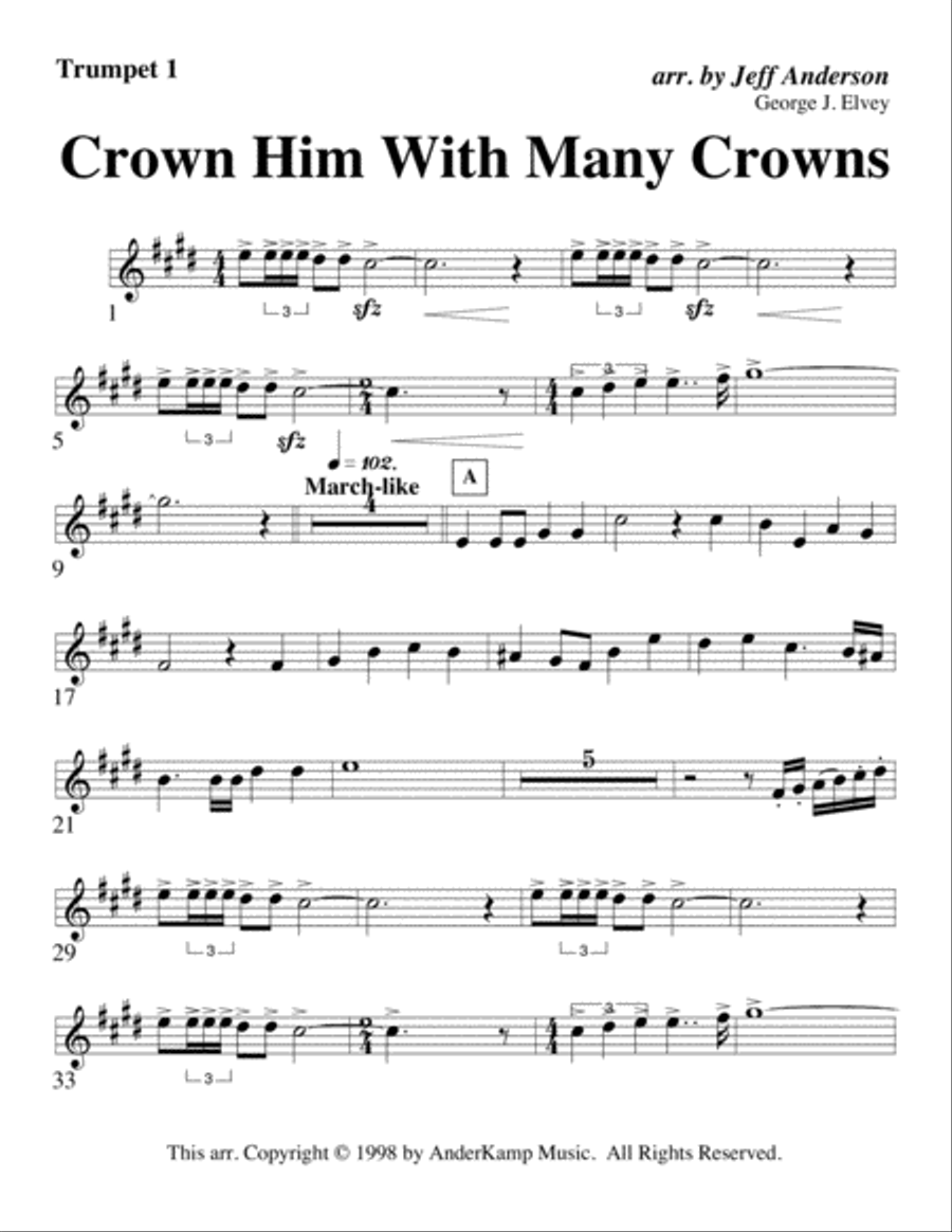 Crown Him With Many Crowns for Brass Quintet Brass Quintet scores gallery preview page 5