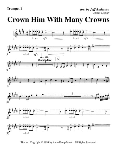 Crown Him With Many Crowns for Brass Quintet image number null