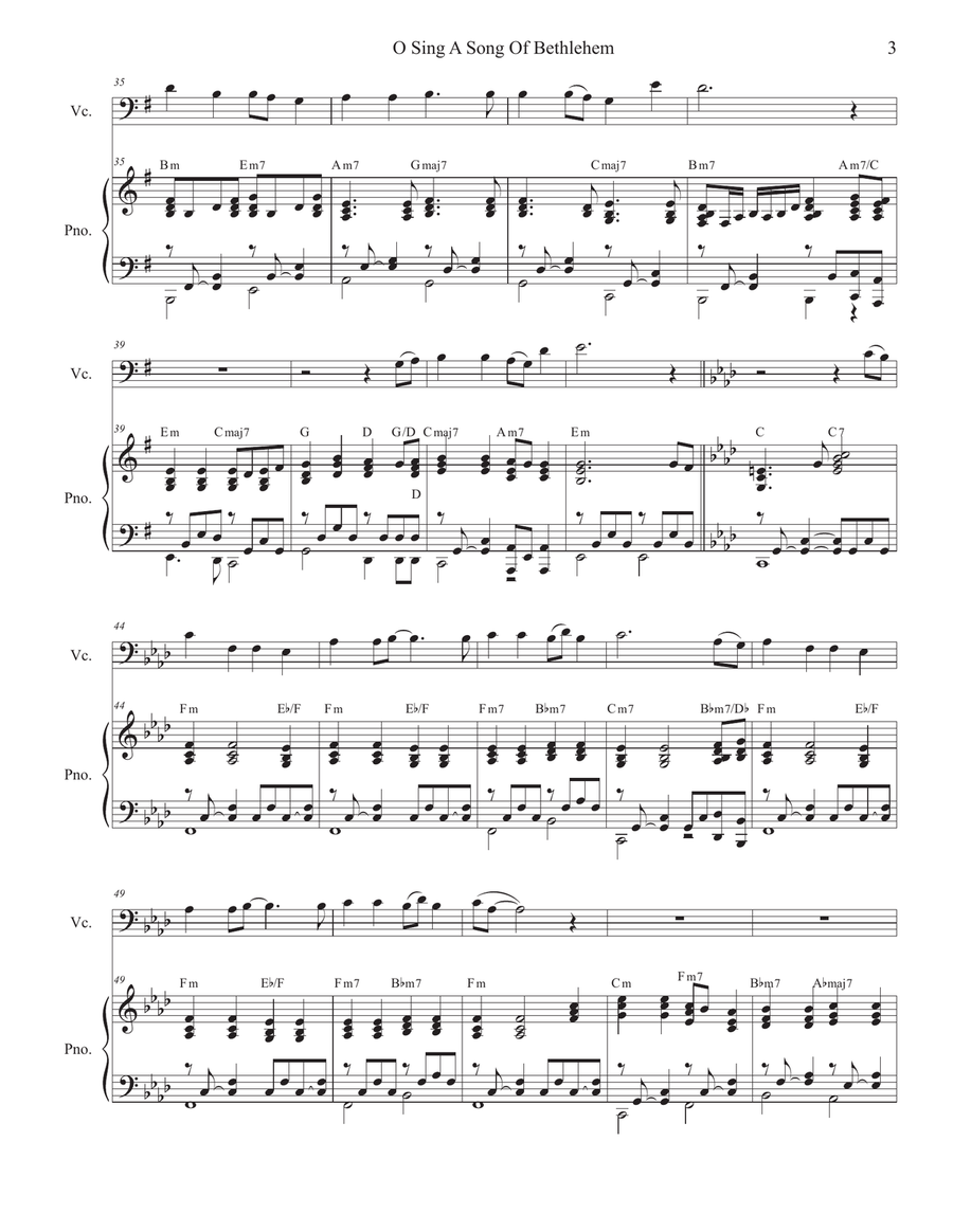 O Sing A Song Of Bethlehem (Cello solo and Piano) Piano scores gallery preview page 4