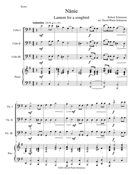 Nänie - lament for a songbird - for cello trio and piano image number null