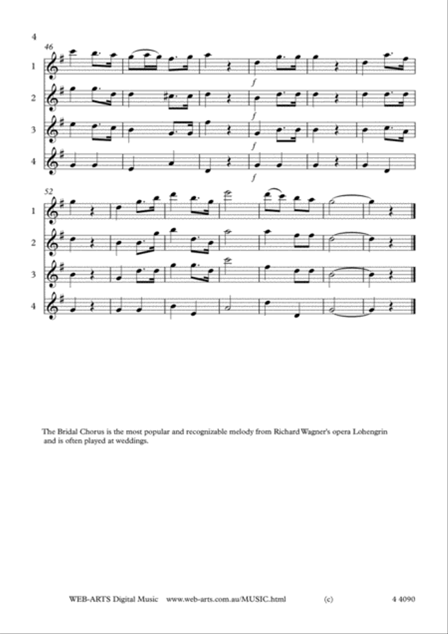 WEDDING MARCH from Lohengrin for 4 flutes - WAGNER Flute Quartet scores gallery preview page 4