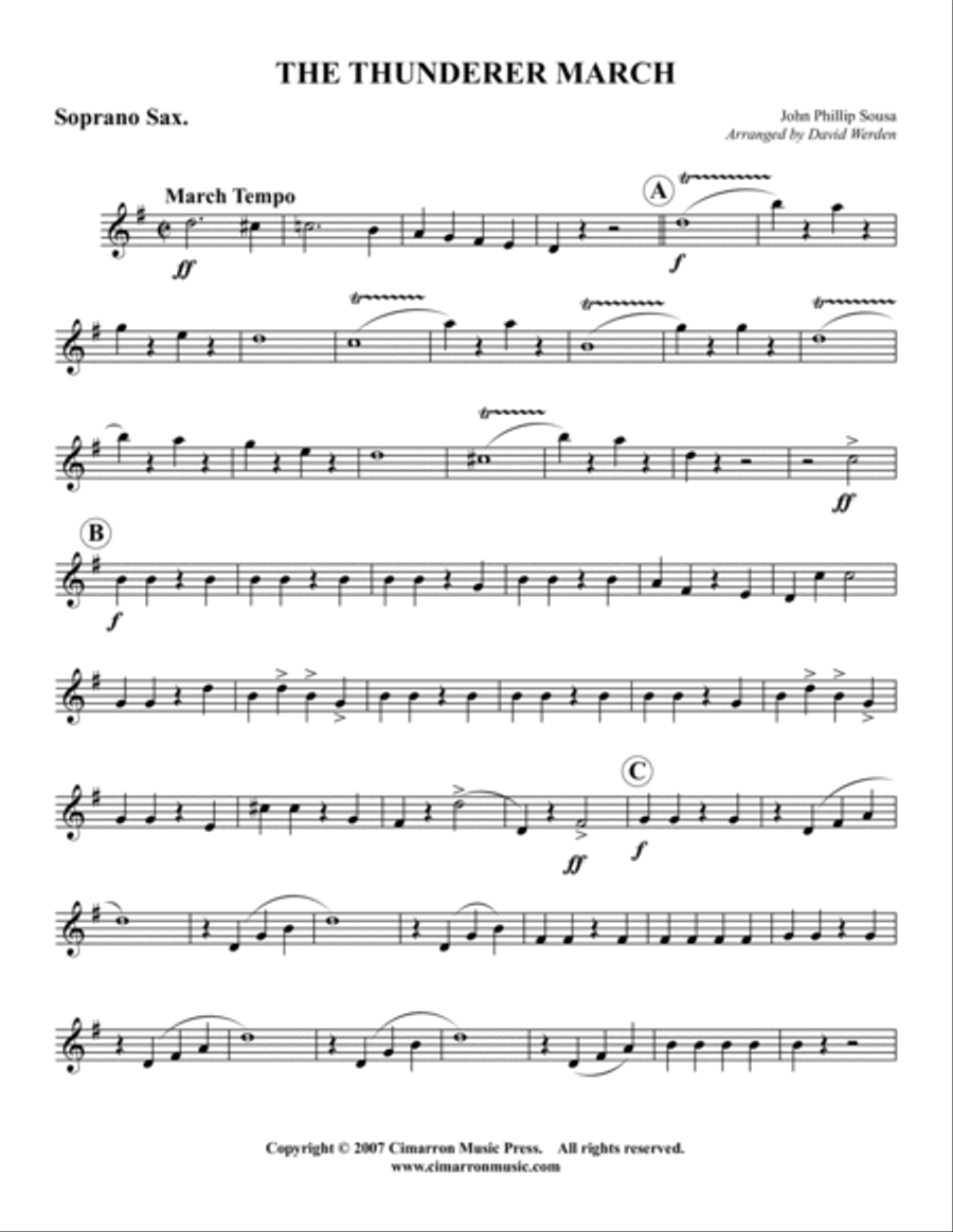 Thunderer March Saxophone Quartet scores gallery preview page 5