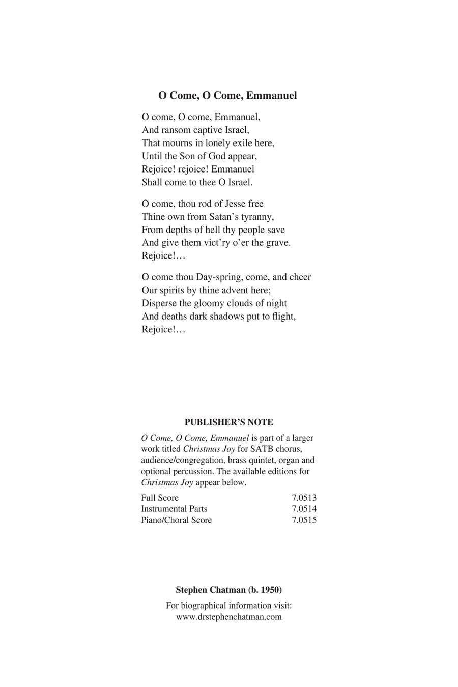O Come, O Come, Emmanuel from Christmas Joy 4-Part scores gallery preview page 1