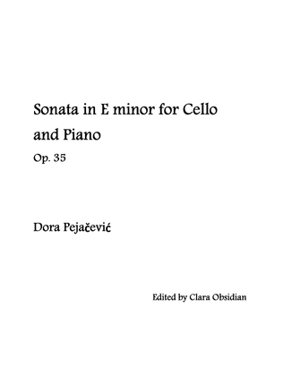 D. Pejačević: Sonata in E minor for Cello and Piano, Op. 35