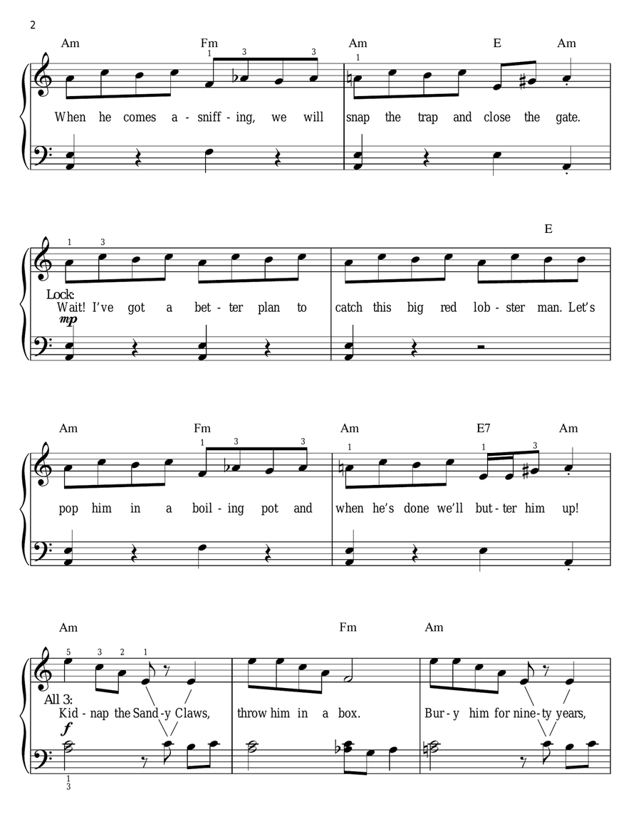 Kidnap The Sandy Claws (from The Nightmare Before Christmas) Easy Piano scores gallery preview page 2