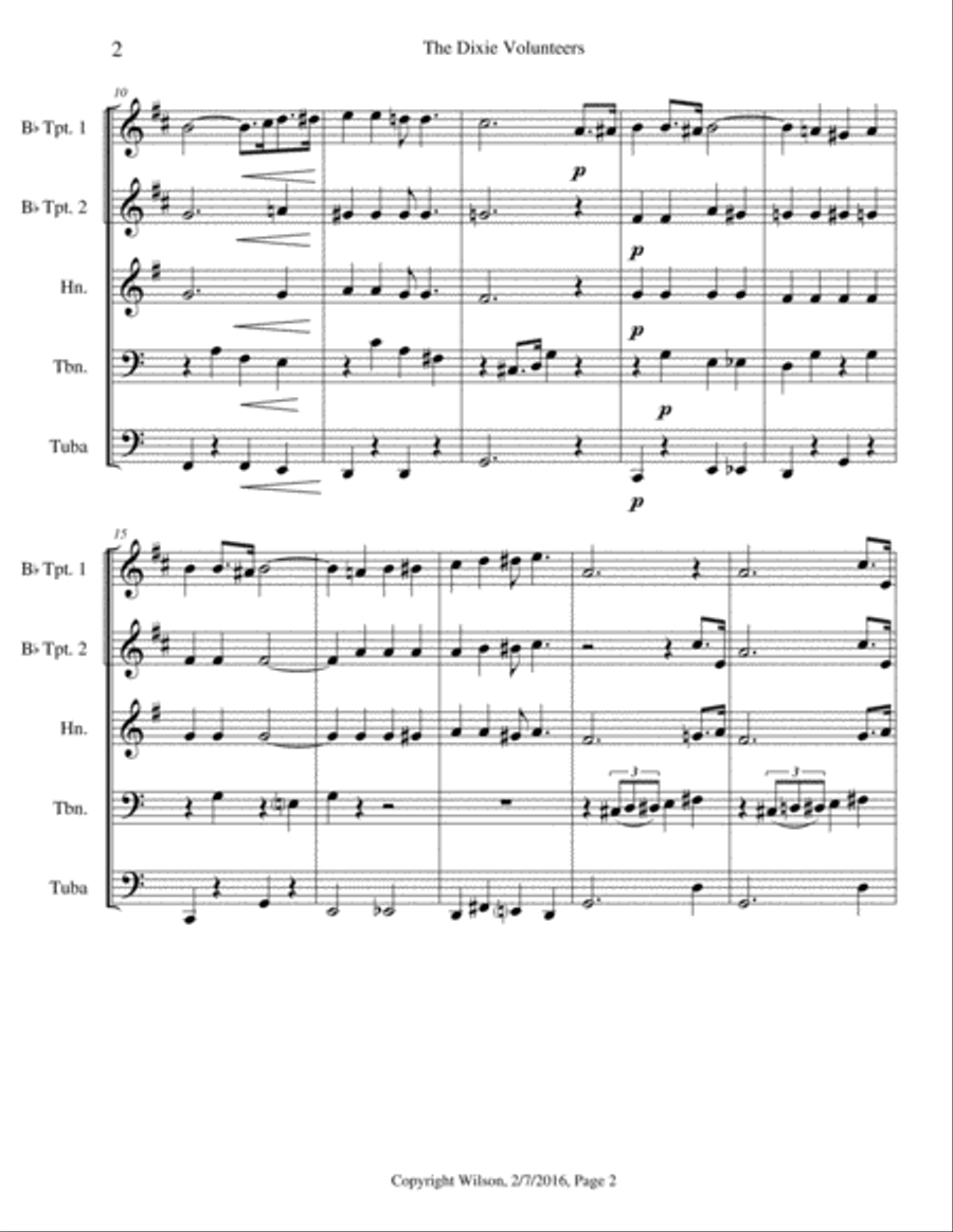 The Dixie Volunteers Brass Quintet scores gallery preview page 3