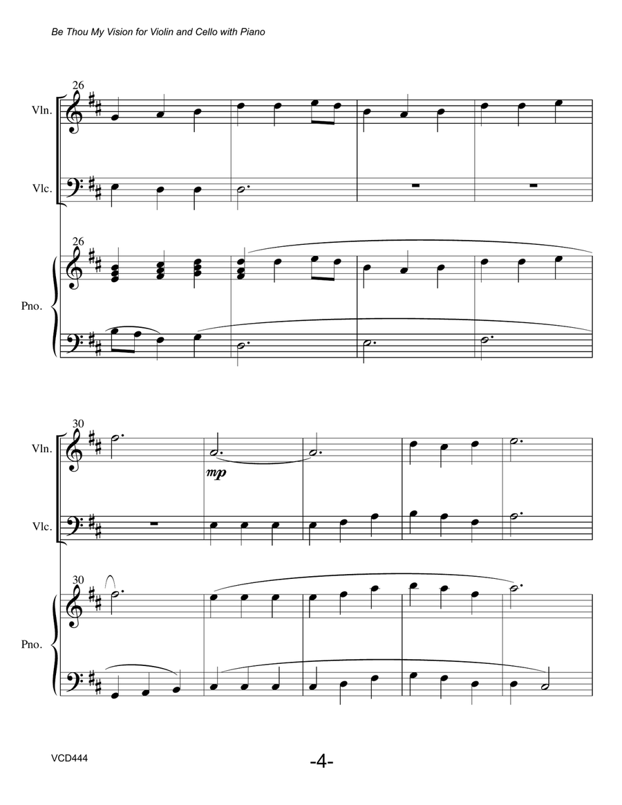 BE THOU MY VISION - VIOLIN & CELLO DUET with Piano (Grade 2) Piano Trio scores gallery preview page 4