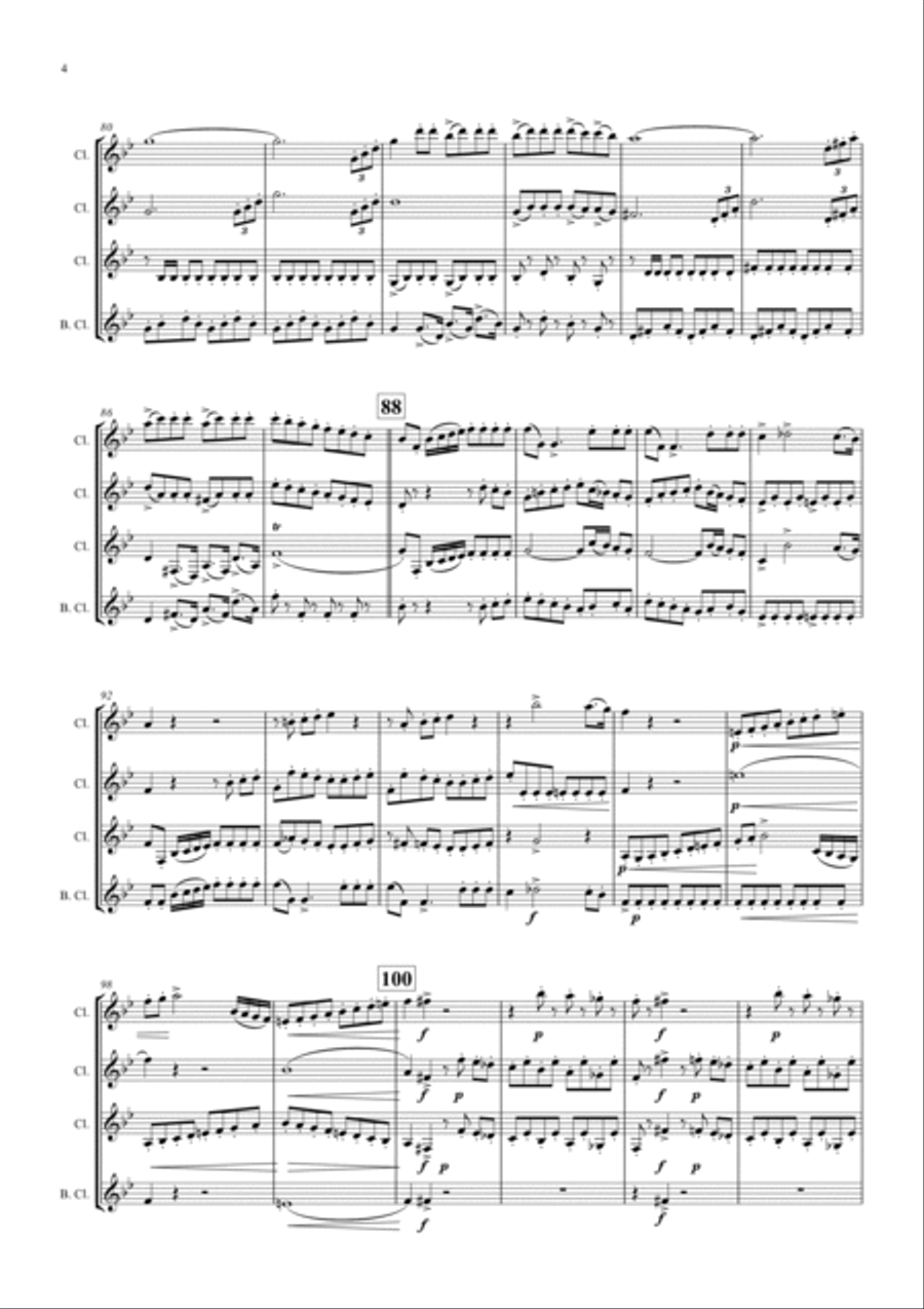 The Barber of Seville - Overture - Clarinet Quartet - F Clarinet Quartet scores gallery preview page 4
