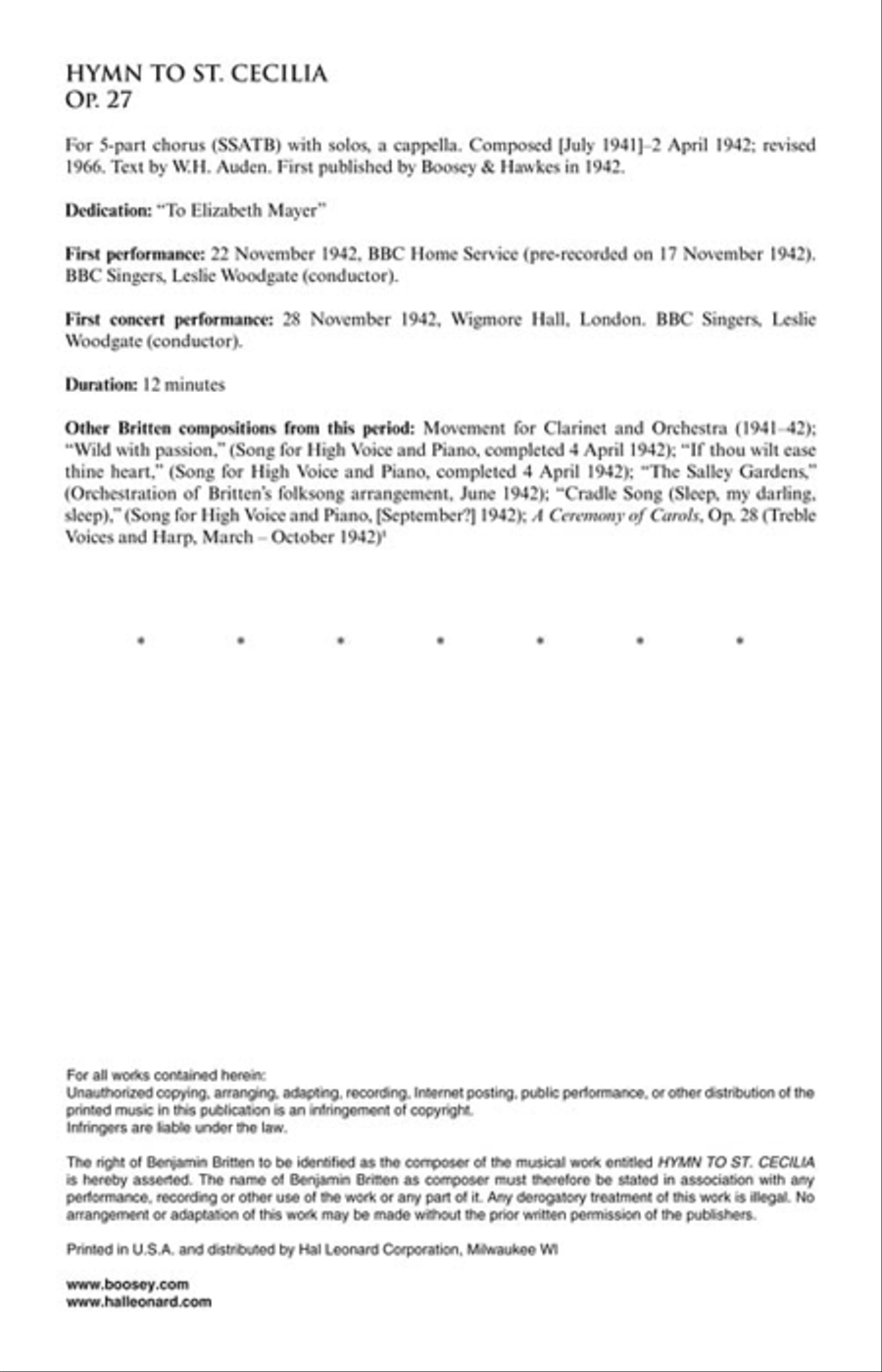 Hymn to St. Cecilia Hymn to St. Cecilia SSATB scores gallery preview page 3