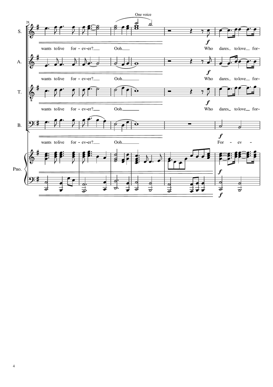 Who Wants To Live Forever 4-Part scores gallery preview page 4